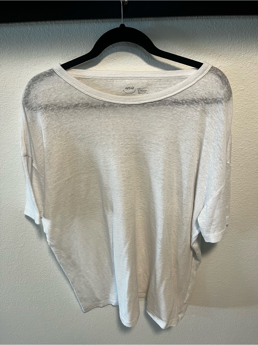 aerie White Relaxed Boxy Beach Short Sleeve Tee